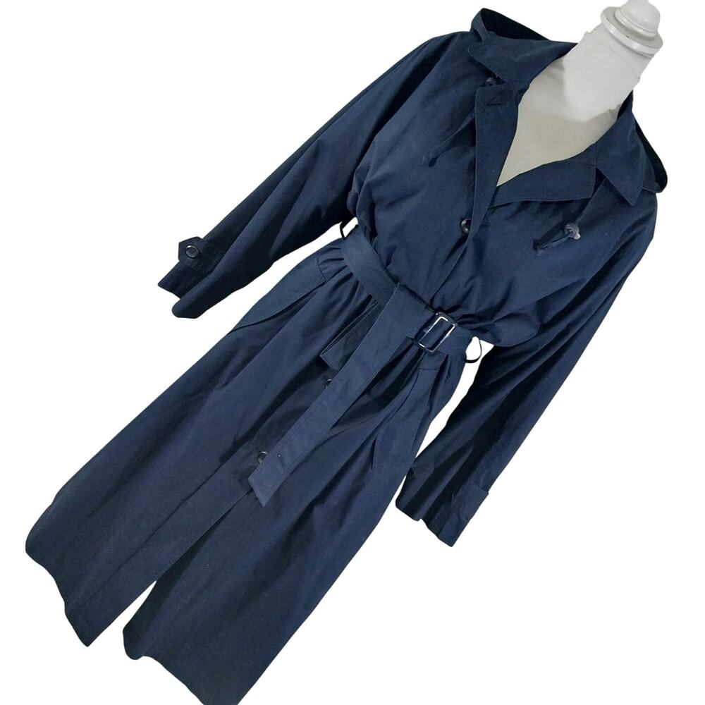 Navy Belted Trench Coat - Women